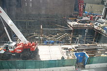 Construction site of the Fulton Center Main Building, seen in March 2010 Fulton-street-transit-center-2010-03-24-2.JPG