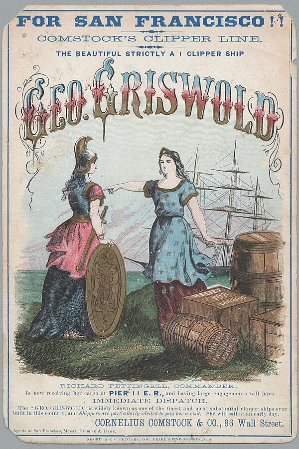 N. L. and G. Griswold donated the service of George Griswold which left New York for Liverpool in January 1863 with a cargo for the relief of Lancashi