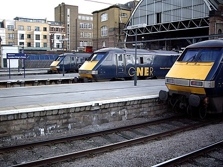 Three InterCity 225 trains at London King's Cross