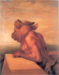 Peinture du Minotaure par George Frederic Watts (1817-1904), qui a inspiré la nouvelle « La Demeure d'Astérion » de Jorge Luis Borges.