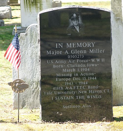 Monument to Glenn Miller, who formed the 418th Army Air Forces Band at Yale, and made New Haven his headquarters for concerts, parades and his radio s