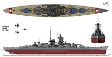 Gneisenau, depicted in her 1942 configuration Gneisenau1942.png