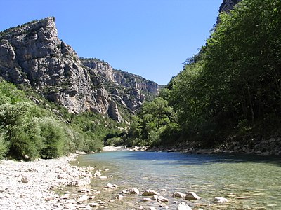 River Verdon, in the Gorges du Verdon, Provence, South France, view from bottom
