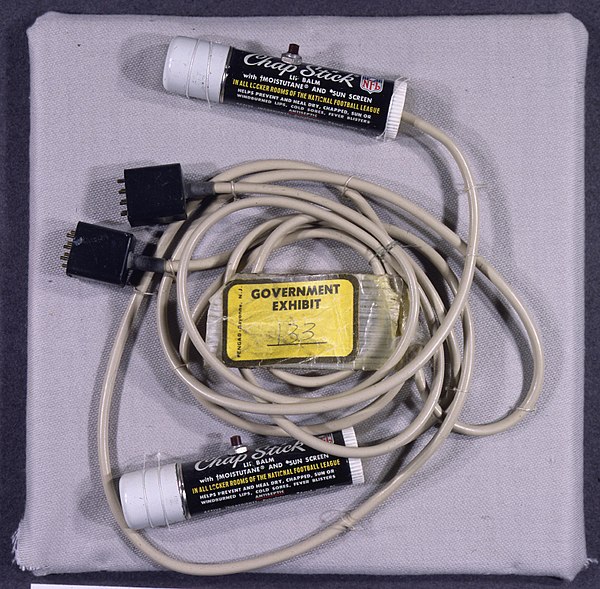 During the break-in, E. Howard Hunt and G. Gordon Liddy remained in contact with each other and with the burglars by radio; these Chapstick tubes outf