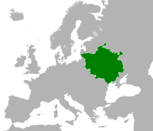 The Grand Duchy of Lithuania at the height of its power in the 15th century (on a modern day map)