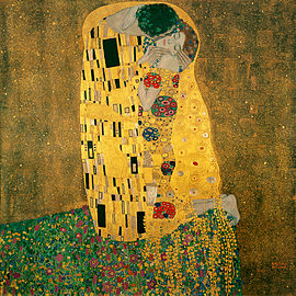 Gustav Klimt, Liebespaar (Der Kuss), Öl auf Leinwand, 180 x 180, 1908-1909