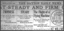 The Dayton Daily News reported the October 5 flight on page 9, with agriculture and business news.[83]