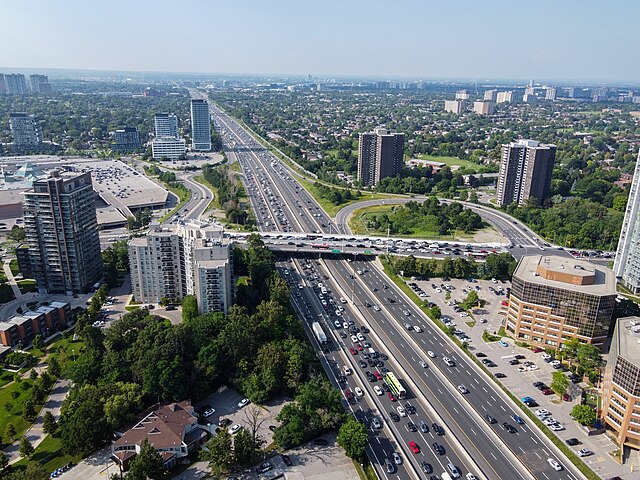 Originally built as part of the Don Valley Parkway, the segment north of Highway 401 including the interchange with Sheppard Avenue became part of Hig