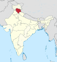 Map of India with the location of হিমাচল প্রদেশ চিহ্নিত