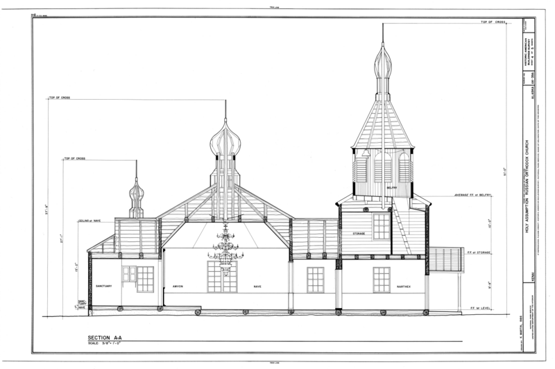 File:Holy Assumption Russian Orthodox Church, Church, Mission and Overland Streets, Kenai, Kenai Peninsula Borough, AK HABS AK,9-KEN,1-A- (sheet 4 of 5).png