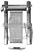 Métier vertical à tisser la laine en Islande, avant 1878.