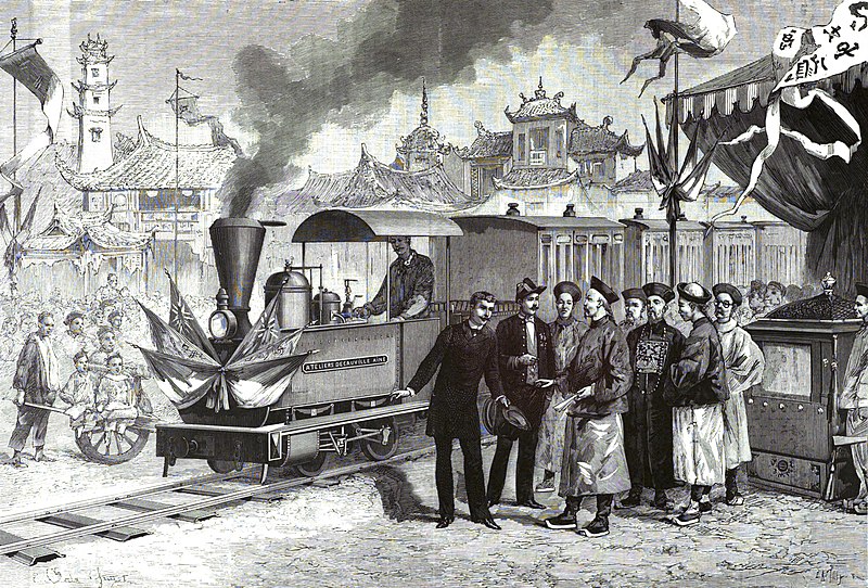 File:Inauguration du chemin de fer Decauville de Tien-Tsin à Tshing-Yang le 20 novembre 1886, illustration tirée de l’ouvrage de Roger Bailly, Decauville, ce nom qui fit le tour du monde, 1999.jpg