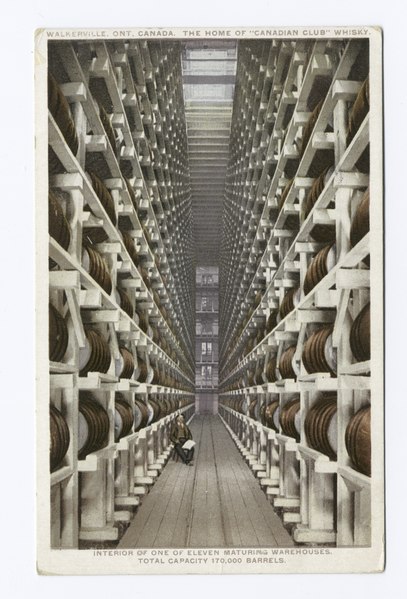 File:Interior of One of Eleven Maturing Warehouses, Total Capacity 170, 000 Barrels, Walkerville, Ontario, Canada, The Home of Canadian Club Whisky (NYPL b12647398-79580).tiff