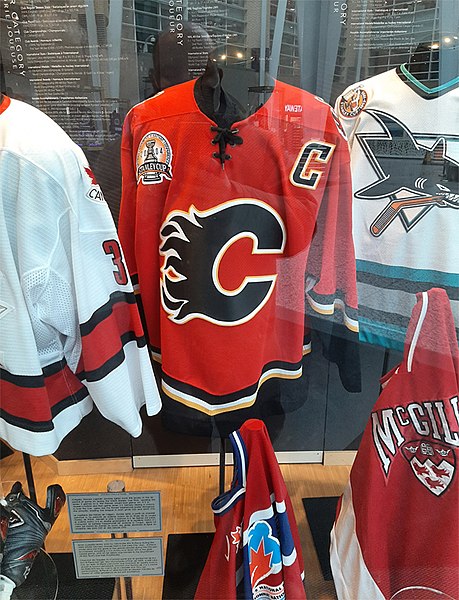 File:Jarome Iginla jersey in HHOF (photo by Djuradj Vujcic).jpg