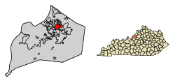 Location of Lyndon in Jefferson County, Kentucky