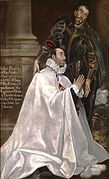 Julián Romero de las Azanas con su santo patrón, de El Greco.