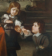 Younger Miseroni sons, Václav Eusebius (sitting) and Ignác František (with a piece of smoky quartz in hand)