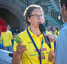 Karin Torneklint under Finnkampen på Stockholms stadion i augusti 2019.