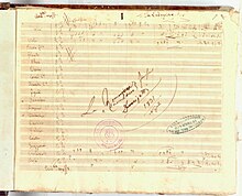 Autograph title, 1831 La romanziera e l'uomo nero - autograph title by Donizetti - Biblioteca Conservatorio San Pietro a Majella Napoli.jpg