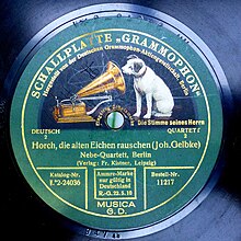 Label der Schellackplatte „Horch, die alten Eichen rauschen“, ca. 1910