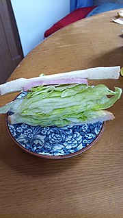 Thumbnail for File:Lettuce sandwich with smoked ham &amp; sliced cheese IMG 20200328 105549 4.jpg