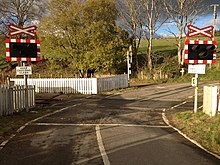 Rosarie AOCR level crossing, Speyside Glenlivet, Moray Level crossing near Rosarie (geograph 3737328).jpg