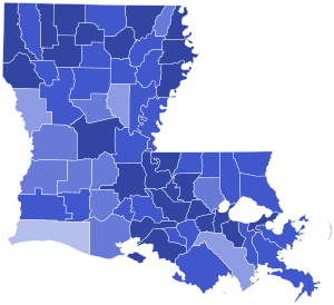 Louisiana Democratic presidential primary election results by parish, 2020.svg