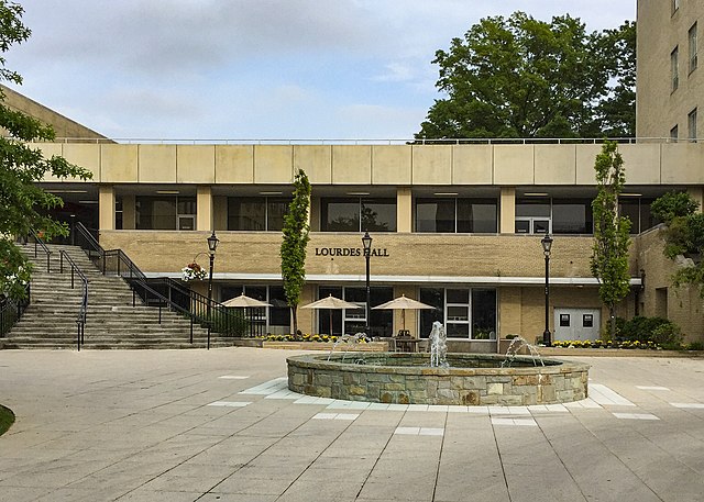 The front of Lourdes Hall located on the Queens Campus