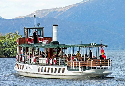 The MV Tern of 1891 leaving Bowness for Ambleside