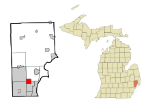 Macomb County Michigan opgenomen en niet-opgenomen gebieden Fraser Highlighted.svg