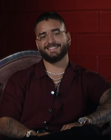 Maluma during the world premiere of music video Medellín on MTV in April 2019