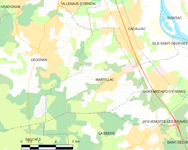 Mapa obce Martillac