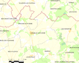 Mapa obce Chemillé-sur-Dême