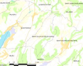 Mapa obce Saint-Sulpice-des-Rivoires