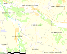 Mapa obce Gy-les-Nonains