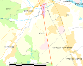 Mapa obce Sevrey