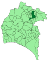 Localização de Aracena na província de Huelva
