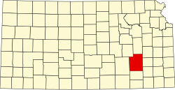 Karte von Greenwood County innerhalb von Kansas