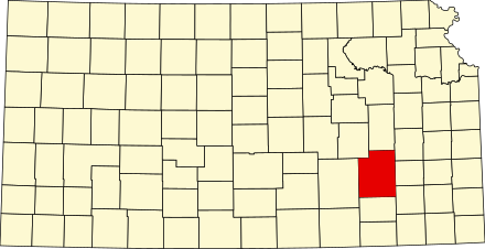 Location of Greenwood County in Kansas Map of Kansas highlighting Greenwood County.svg