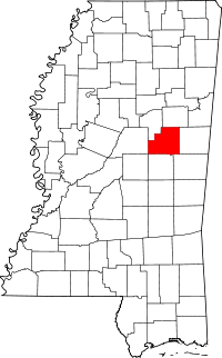 Округ Вінстон на мапі штату Міссісіпі highlighting