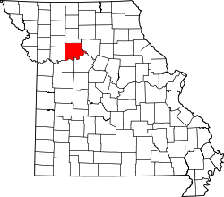 map of Missouri highlighting Carroll County