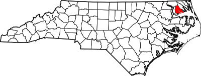 Locatie van Perquimans County in North Carolina
