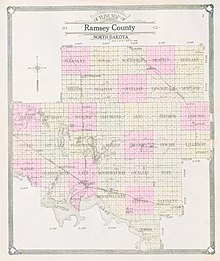 Outline map of Ramsey County, North Dakota, 1909 Map of Ramsey County, N.D., 1909.jpg