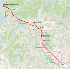 Section of the Saronno – Laveno railway line