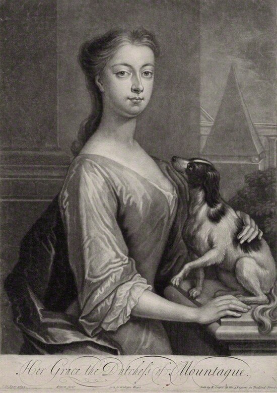 Engraving by John Simon of Mary Montagu, Duchess of Montagu.