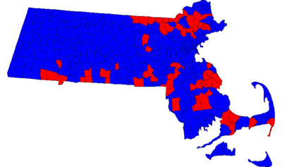 Masakusets Gubernatorial Election Results de municipo, 2006.png