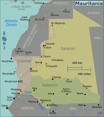 Map of Mauritania (Source Â» Wikimedia)