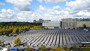 Memorial to the Murdered Jews of Europe, view from the south Memorial to the Murdered Jews of Europeabove.jpg