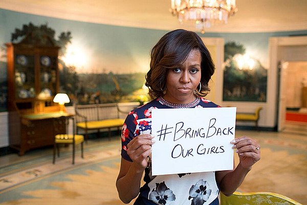 Michelle Obama raising public awareness of the Chibok kidnapping