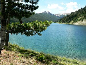 Middle Piney Lake, in the Wyoming Range. Wyoming Peak is shown in the background